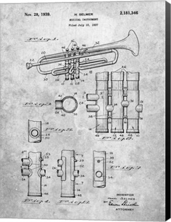 Framed Musical Instrument Patent Print