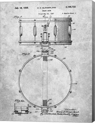 Framed Snare Drum Patent Print