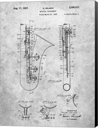 Framed Selmer Musical Instrument Patent Print