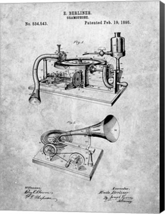 Framed Gramophone Patent Print