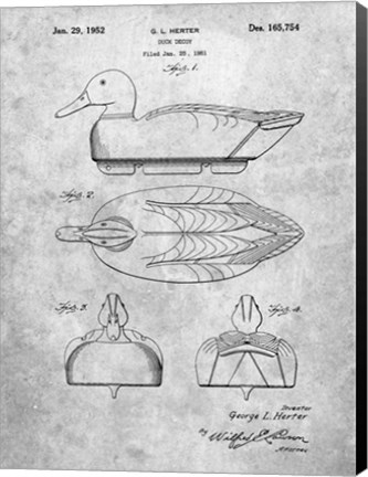 Framed Duck Decoy Patent Print