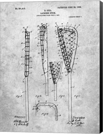 Framed Lacrosse Stick Patent Print