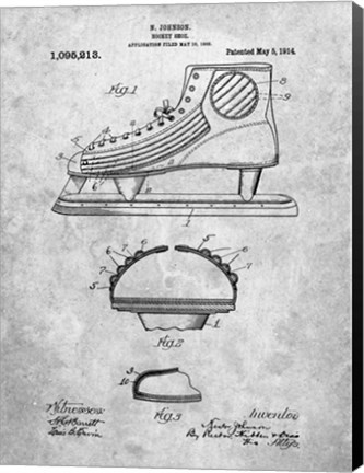 Framed Hockey Shoe Patent Print