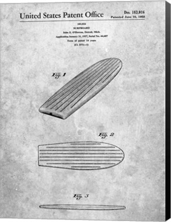 Framed Surfboard Patent Print