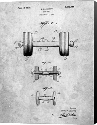 Framed Dumb Bell Patent Print