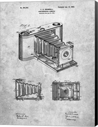 Framed Brownell Photographic Camera Patent Print