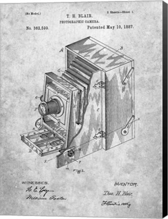 Framed Blair Photographic Camera Patent Print