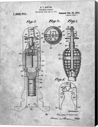 Framed Explosive Missile Patent Print
