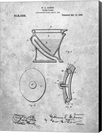Framed Water Closet Patent Print