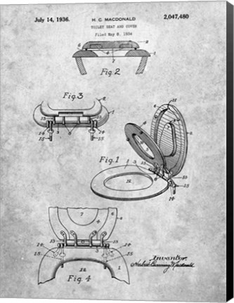 Framed Toilet Seat and Cover Patent Print