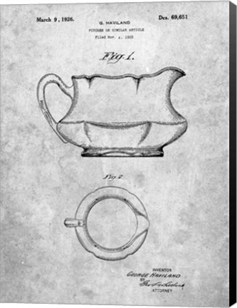 Framed Haviland Pitcher or Similar Article Patent Print
