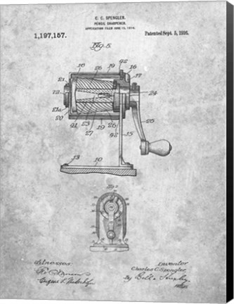 Framed Pencil Sharpener Patent Print