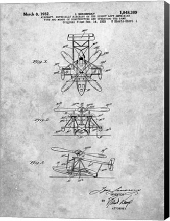 Framed Aircraft of the Direct Lift Amphibian Type Patent Print