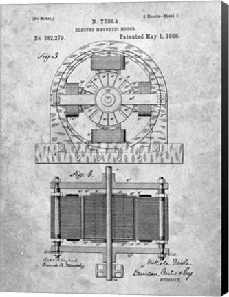 Framed Electro Magnetic Motor Patent Print