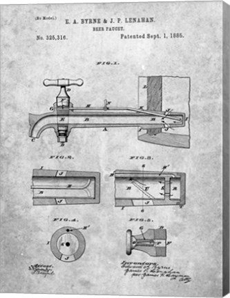 Framed Beer Faucet Patent Print