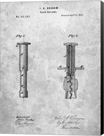 Framed Cork Screw Patent Print