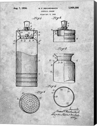 Framed Cocktail Shaker Patent Print