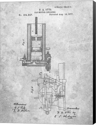 Framed Gas Motor Engine Patent Print