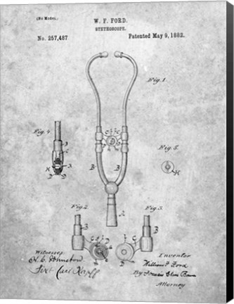 Framed Stethoscope Patent Print