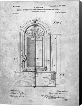 Framed Method of Recording &amp; Reproducing Sounds or Signals Patent Print