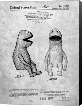 Framed Puppet Doll or Similar Article Patent Print