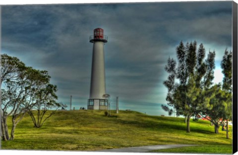 Framed Lighthouse with Red Top Print