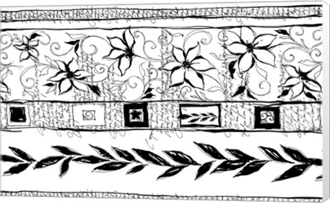 Framed Flowers and Leaves - BW Print