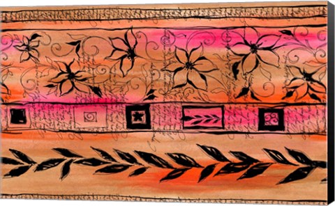 Framed Flowers and Leaves - Peach Print