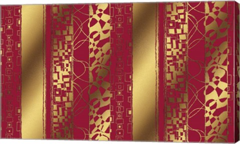 Framed Gold and Red Print