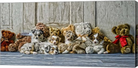 Framed Sleeping Puppies Print