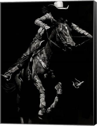 Framed Scratchboard Rodeo IV Print