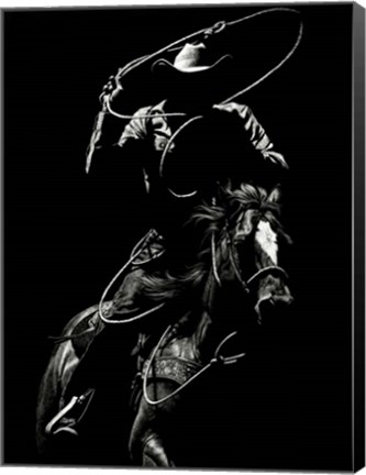 Framed Scratchboard Rodeo VII Print