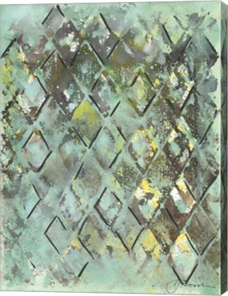 Framed Lattice in Green I Print