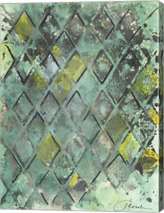 Framed Lattice in Green II Print