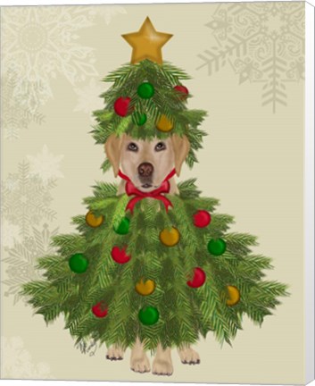 Framed Yellow Labrador, Christmas Tree Costume Print