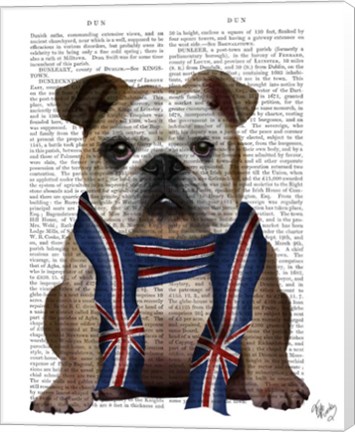 Framed English Bulldog with Scarf Print