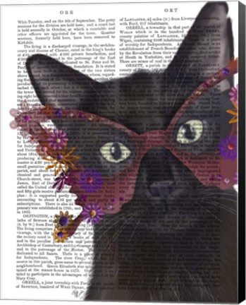 Framed Cat and Flower Glasses Print