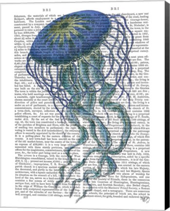 Framed Blue Jellyfish 1 Print