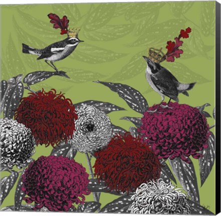 Framed Blooming Birds, Chrysanthemum 1 Print