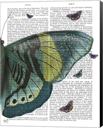 Framed Butterfly in Turquoise and Yellow b Print