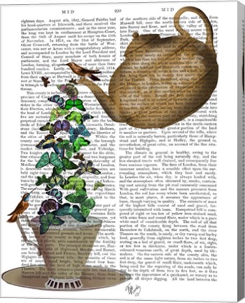 Framed Teapot, Cup and Butterflies Print