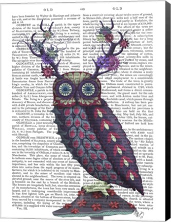 Framed Owl with Psychedelic Antlers Print