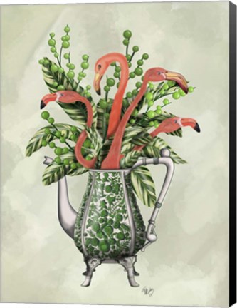 Framed Vase Of Flamingos Print