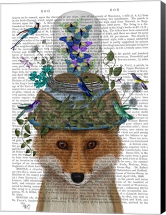 Framed Fox with Butterfly Bell Jar Print