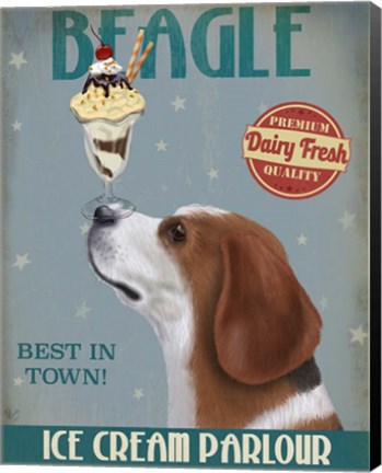 Framed Beagle Ice Cream Print