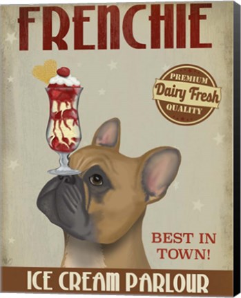 Framed French Bulldog Ice Cream Print