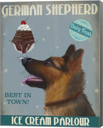 Framed German Shepherd Ice Cream Print