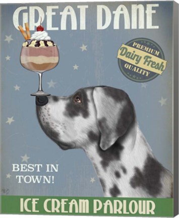 Framed Great Dane, Harlequin, Ice Cream Print