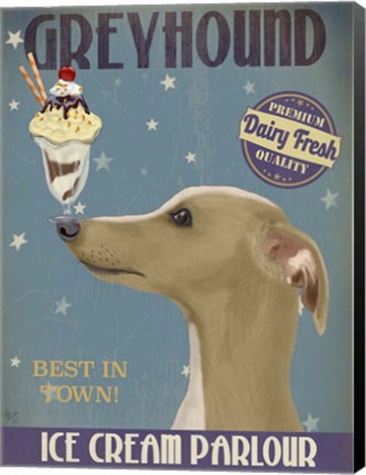 Framed Greyhound, Tan, Ice Cream Print