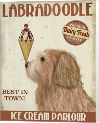 Framed Labradoodle, Golden, Ice Cream Print